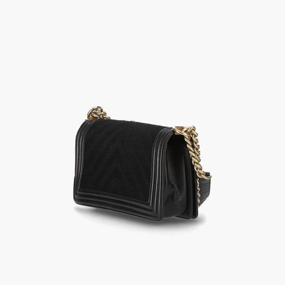 PRE-OWNED Chanel Boy Bag Black Chevron Leather - Picture 3 of 10